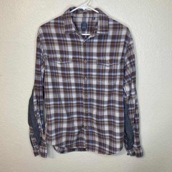 Gray Saks Fifth Avenue Mens Cotton Plaid Button Down Size Large - Picture 1 of 8